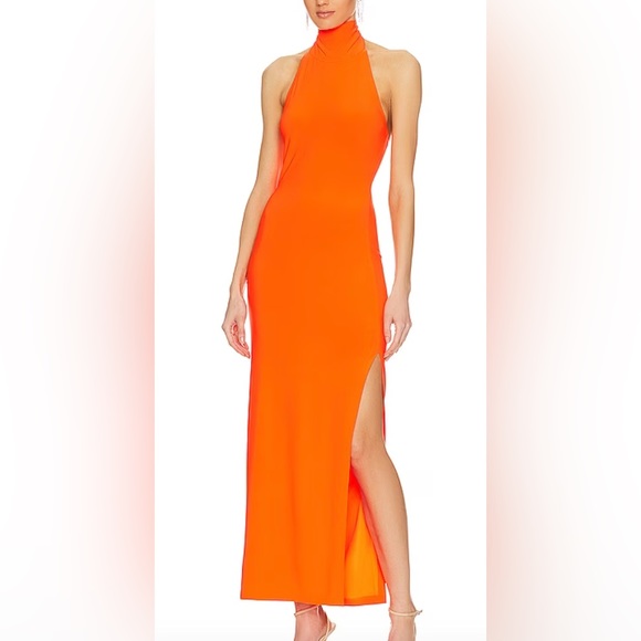 Norma Kamali halter Turtleneck Gown - orange - Picture 1 of 6
